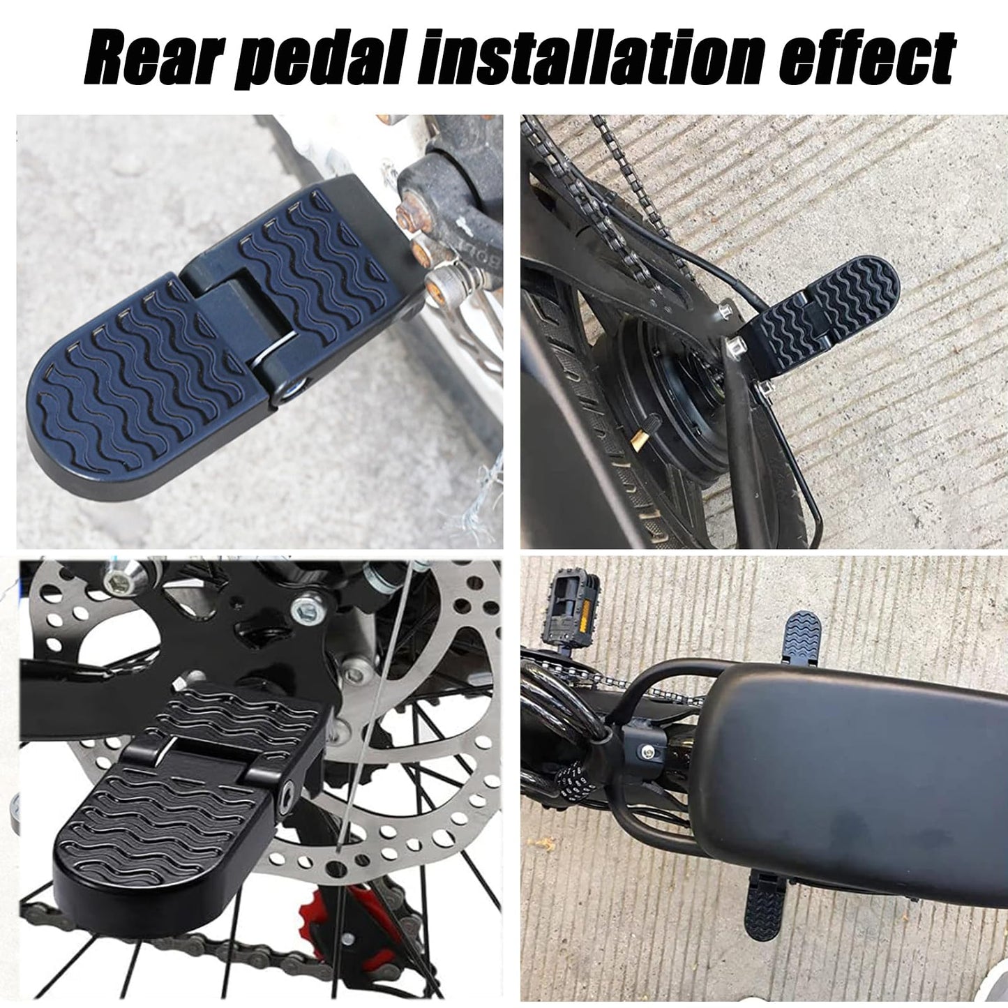 LOOEEL 1 Pair 10MM U Slot Bicycle Rear Pedals Folding Rear Seat Footrest Pedals Cycling Accessories for Mountain Bike, Folding Bicycle