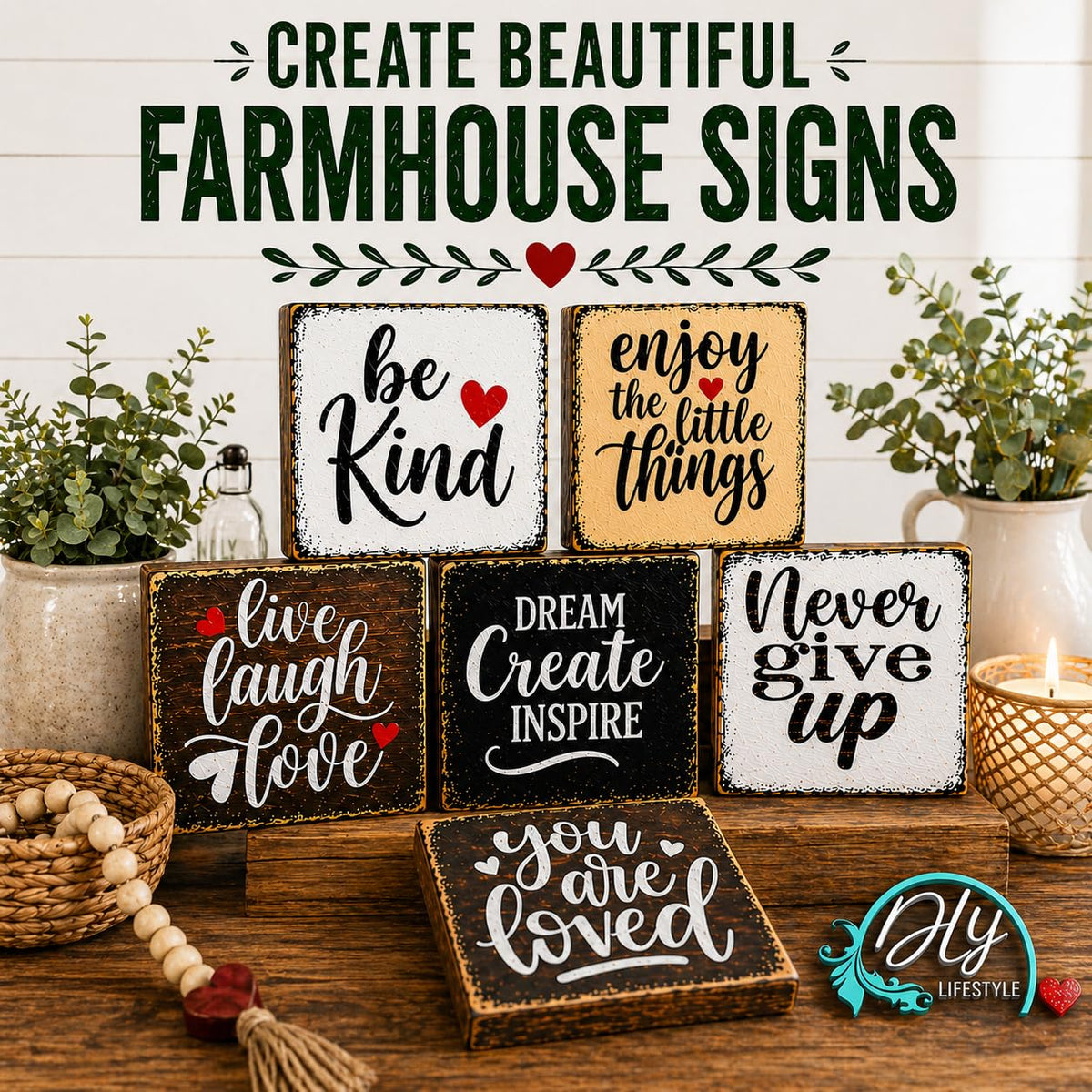 20 Piece Inspirational Word Stencil Set, Stencils for Painting on Wood, Canvas - Quotes Include Dream, Faith Hope Love - Stencils for Crafts Reusable – Drawing & Signs - 8 Inch