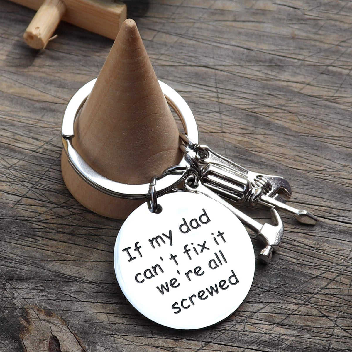 XGAKWD Dad Papa Funny Keychain Gift for Fathers Day, If My Dad Can't Fix It We're All Screwed, Christmas Birthday Key Chain for Father
