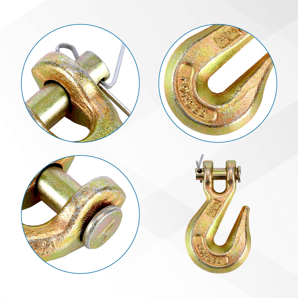 TBAPFS 4Pcs 3/8 Inch Clevis Grab Hooks Grade 70 Chain Hook 7500 Lbs Working Load Limit for Trailer Truck Transport