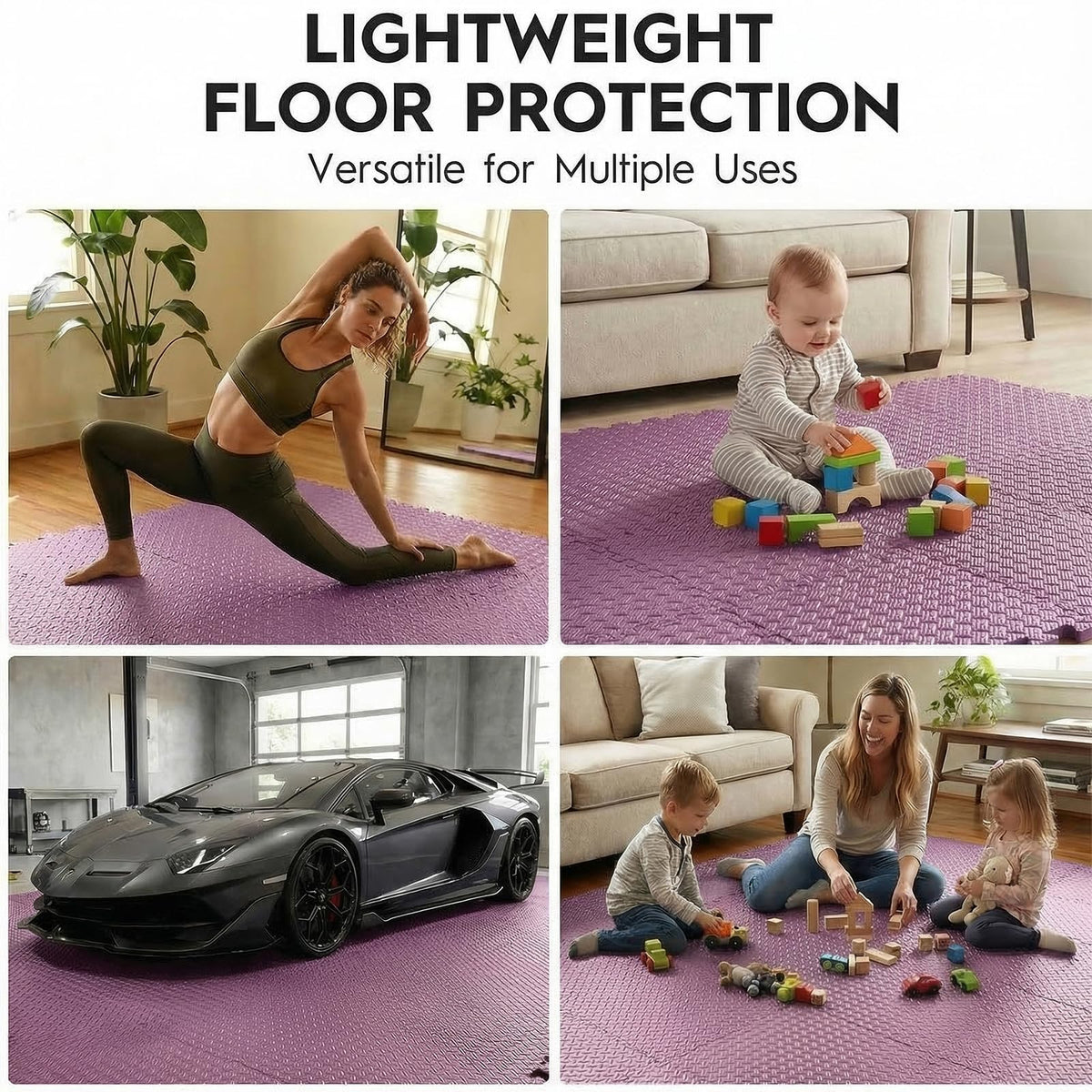 Haulcove Puzzle Exercise Mat, EVA Interlocking Foam Floor Tiles, Non-Slip, Protective, Water-Resistant Flooring for Home Gym & Workout Equipment, 12.6" x 12.6" x 0.4", 18 Sq Ft, 18 Tiles, Pink