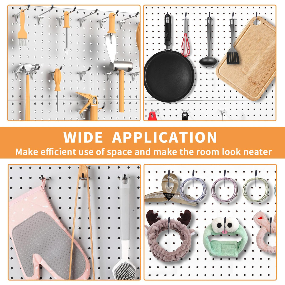 CAEYPOAR Pegboard Hooks, 25 Pack 4 inch Peg Board Hooks for Hanging, Fit 1/8" Metal Pegboards, Peg Board Hooks for Garage, Shop, Office, Crafts Organisation, Kitchen (Silver)