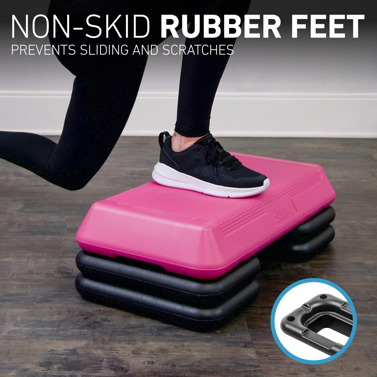 The Step (Made in USA) Original Aerobic Platform – Circuit Size Grey Aerobic Platform and Original Black Risers