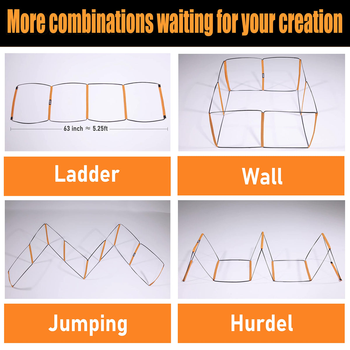 ALPHAWORX Agility Ladder, Agility Training Equipment, Soccer Speed Ladder, Football Footwork Ladder, Workout Ladder for Kid Adult, Foldable Instant Set-up & Tangle-Free & Carry Bag (4 Rung * 3)