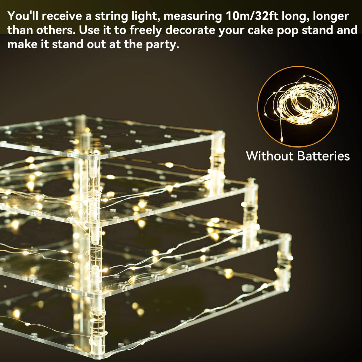 Goabroa Cake Pop Stand, 72 Holes Upgraded Acrylic Cake Pop Holder with LED Light, Cake Pop Display for Weddings Christmas Birthday Parties Anniversaries Halloween Candy Decorative