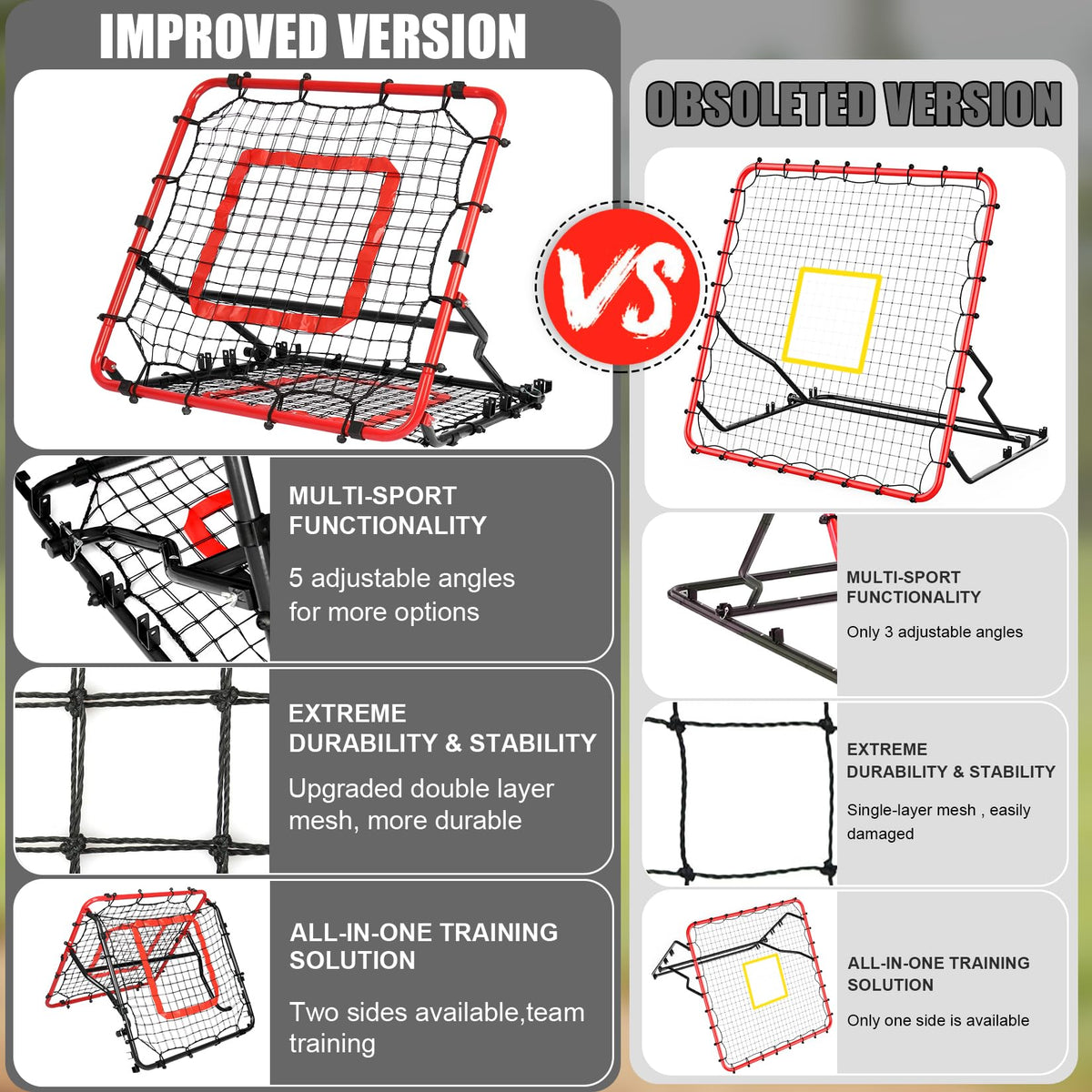 Storgem Baseball Softball Rebounder Net, Pitch Back Rebound Net,Soccer Rebound Net, Fielding Rebounder(Red-Black)