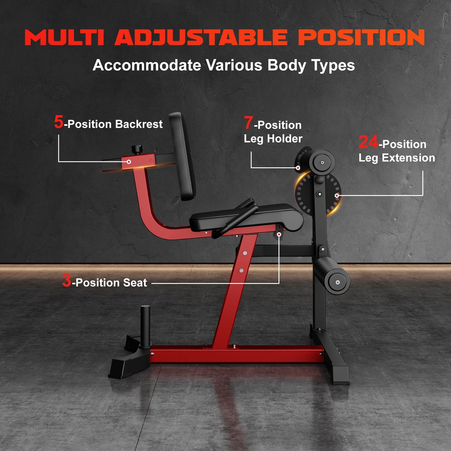 Leg Extension and Curl Machine, GOIMU 4 in 1 Lower Body Workout Machine, Adjustable Leg Curl Machine with Plate Loaded, Leg Extension Machine with Exercise Bench, Home Gym Weight Machine