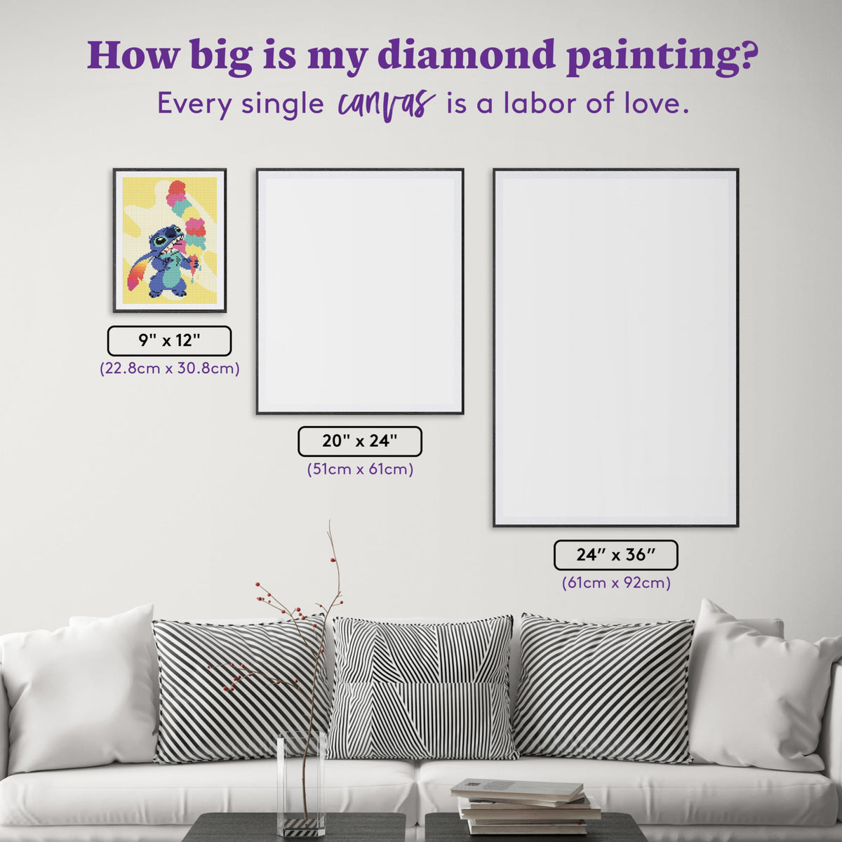 DIAMOND ART CLUB Eight Scoops Diamond Painting Kit, Fun DIY Crafts for Adults, Round Diamond Art Canvas, 9" x 12" (22.8 cm x 30.8 cm)