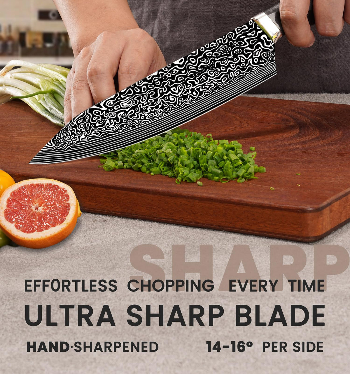 Knife Set, 15 Pieces Kitchen Knife Set with Built in Sharpener, High Carbon German Stainless Steel Knife Block Set, Dishwasher Safe, Mothers Day Gifts