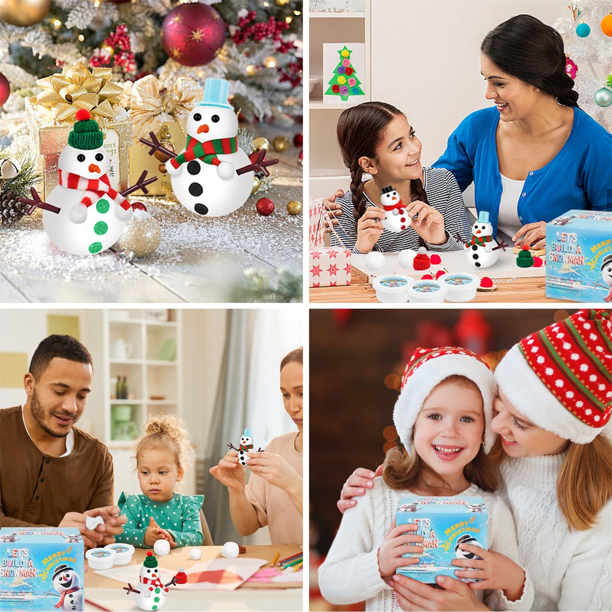 Ariepoue Stocking Stuffers for Kids Teen Boys Girls - 9 Pack Build Snowman Kit Christmas Crafts Gifts for Kids Creative Air Dry Modeling Clay Xmas Gift Birthday Gifts