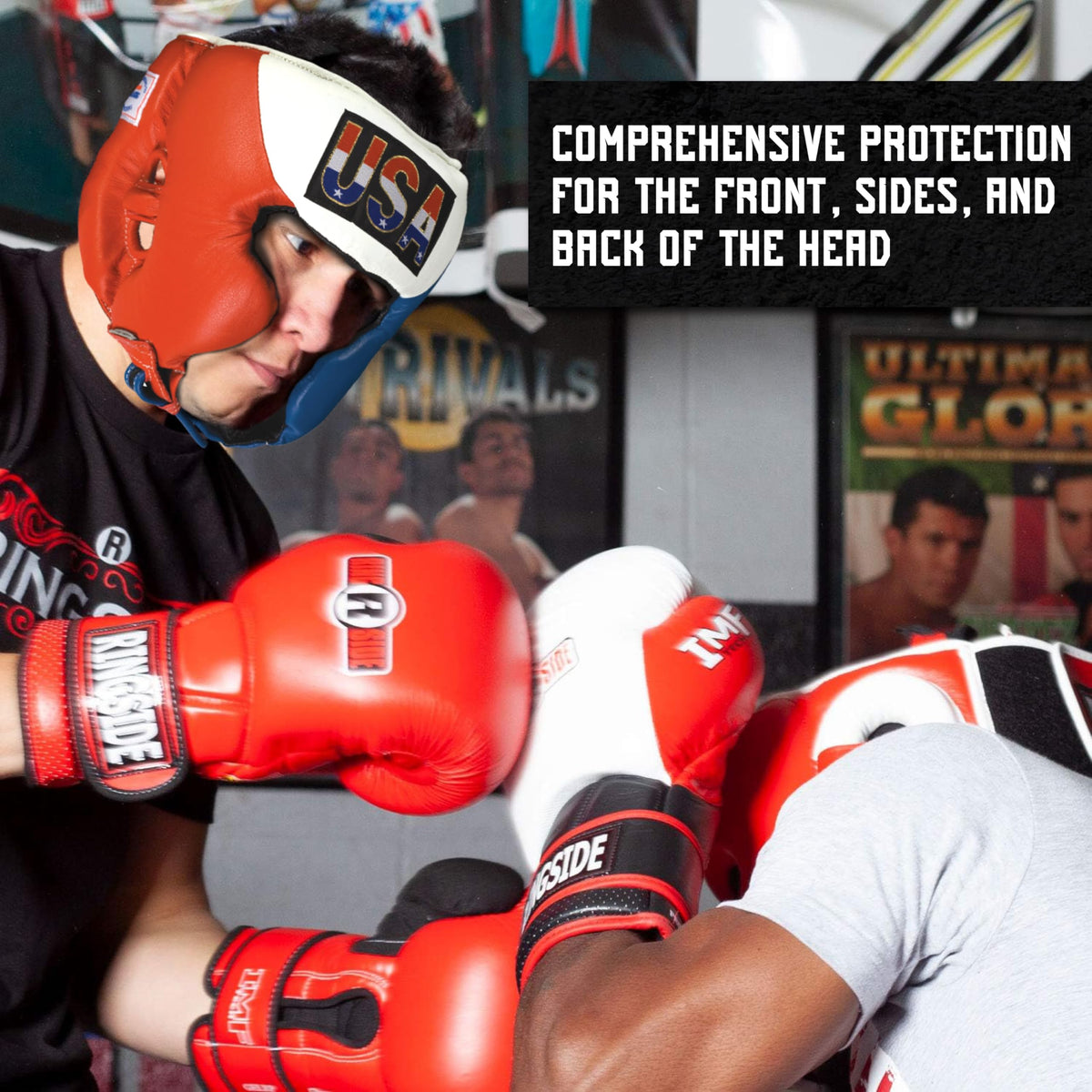Ringside Competition Boxing Headgear, USA Boxing-Approved Leather Headgear with Cheek Protection, Great for MMA, Muay Thai, Kickboxing, and Training, Ideal for Men and Women, USA/Mexico, XL
