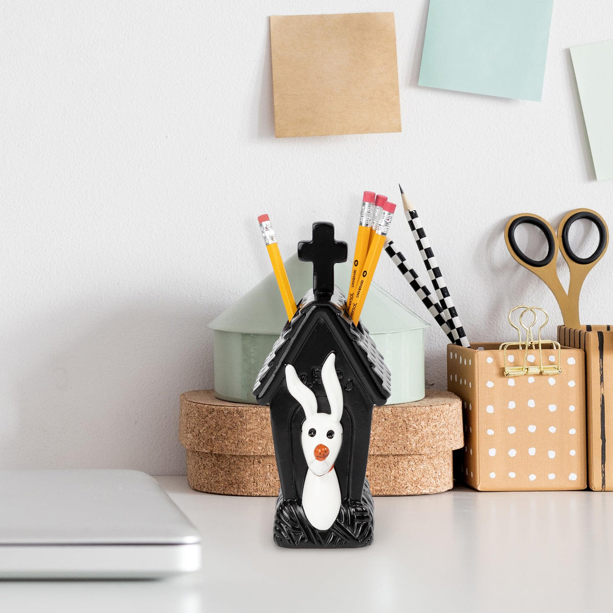 Disney Nightmare Before Christmas Toothbrush Holder - Black & White Resin Pencil Holder Features Zero - Bathroom Storage