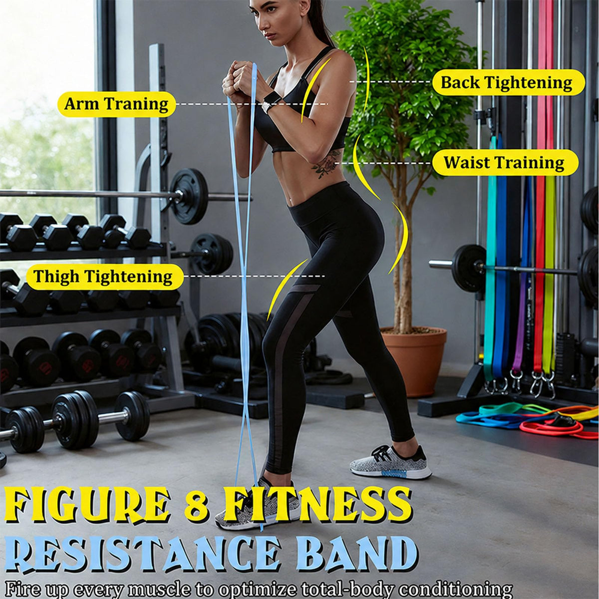 JYTIYUWA Resistance Bands with Handles,Figure 8 Resistance Band Elastic Fitness Bands Exercise Band for Home Yoga Gym Workout Purple 15LB