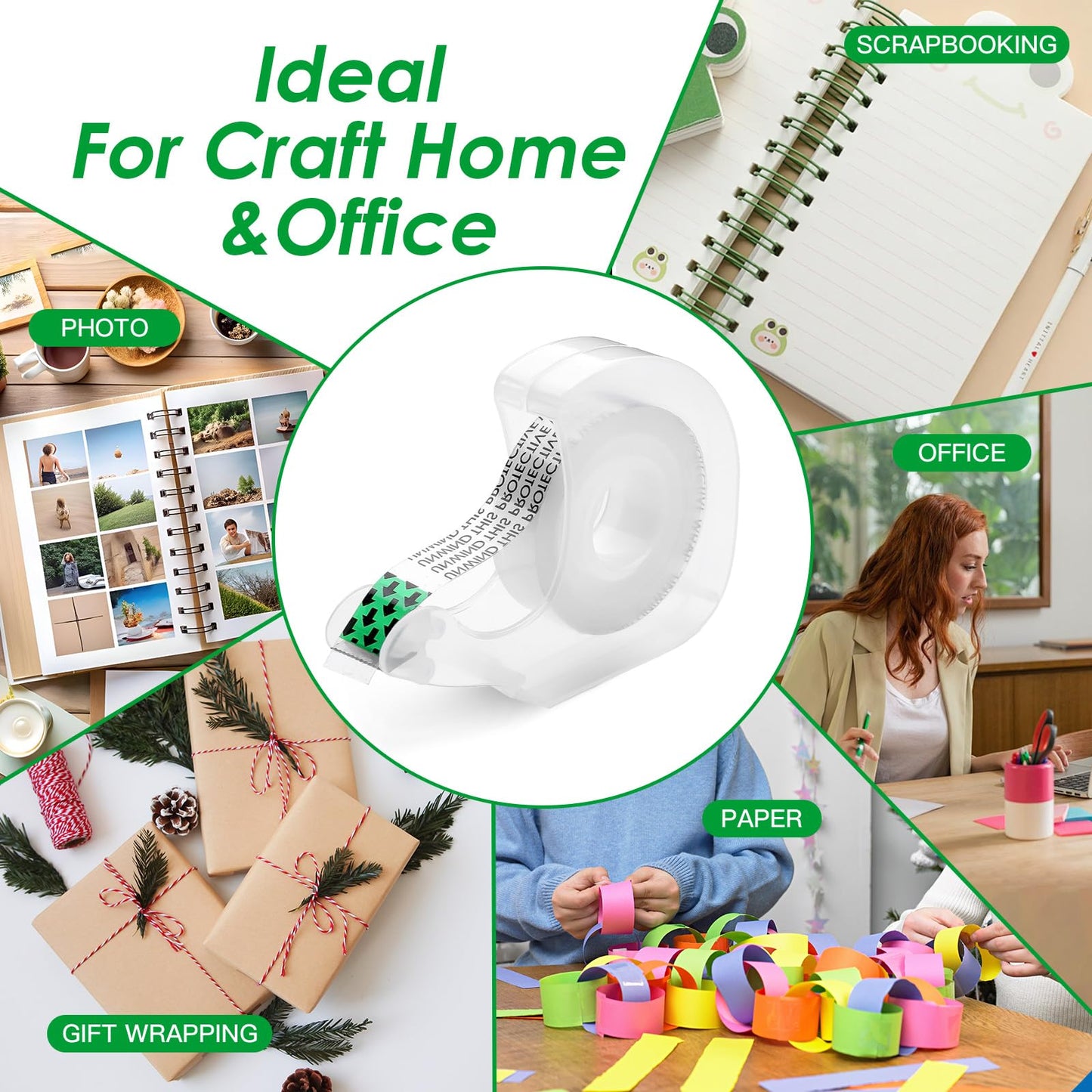LOCKLOCK Double Sided Tape Light Duty, 40 Pack, 1/2 x 300 inches, Narrow Double StickTape with Dispenser for Crafts, Gift Wrapping, Alternative to Scrapbook Tape, Office School Supplies.