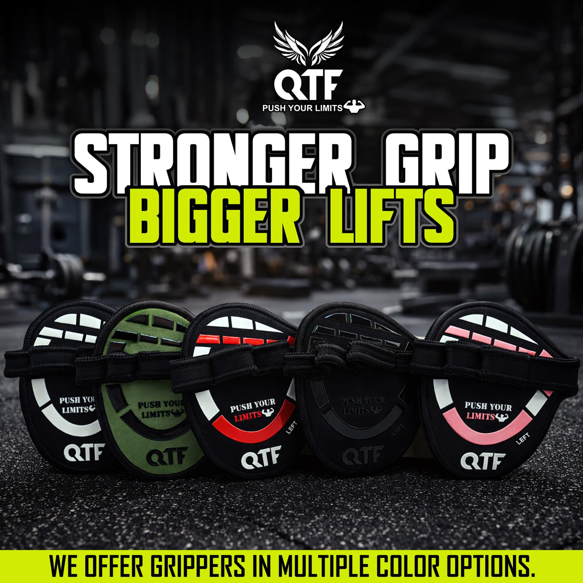 QTF Lifting Grips for Weightlifting Rubber Gloves Gym Palm Protector Grip Pads Replacement of Workout Gloves for Men & Women - Pads for Gym Weightlifting, & Pull Ups (Grey)