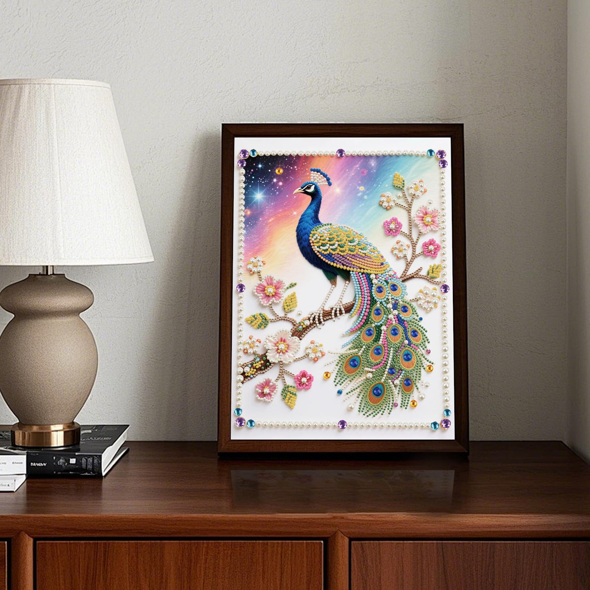 WSLWXSHM Pearl Diamond Painting Kits for Adults Peacock, 5D Special Shape Diamond Art Kits for Beginners, Crystal Rhinestones Diamond Painting for Home Wall Decoration Gift 12×16inch/30×40cm Animal