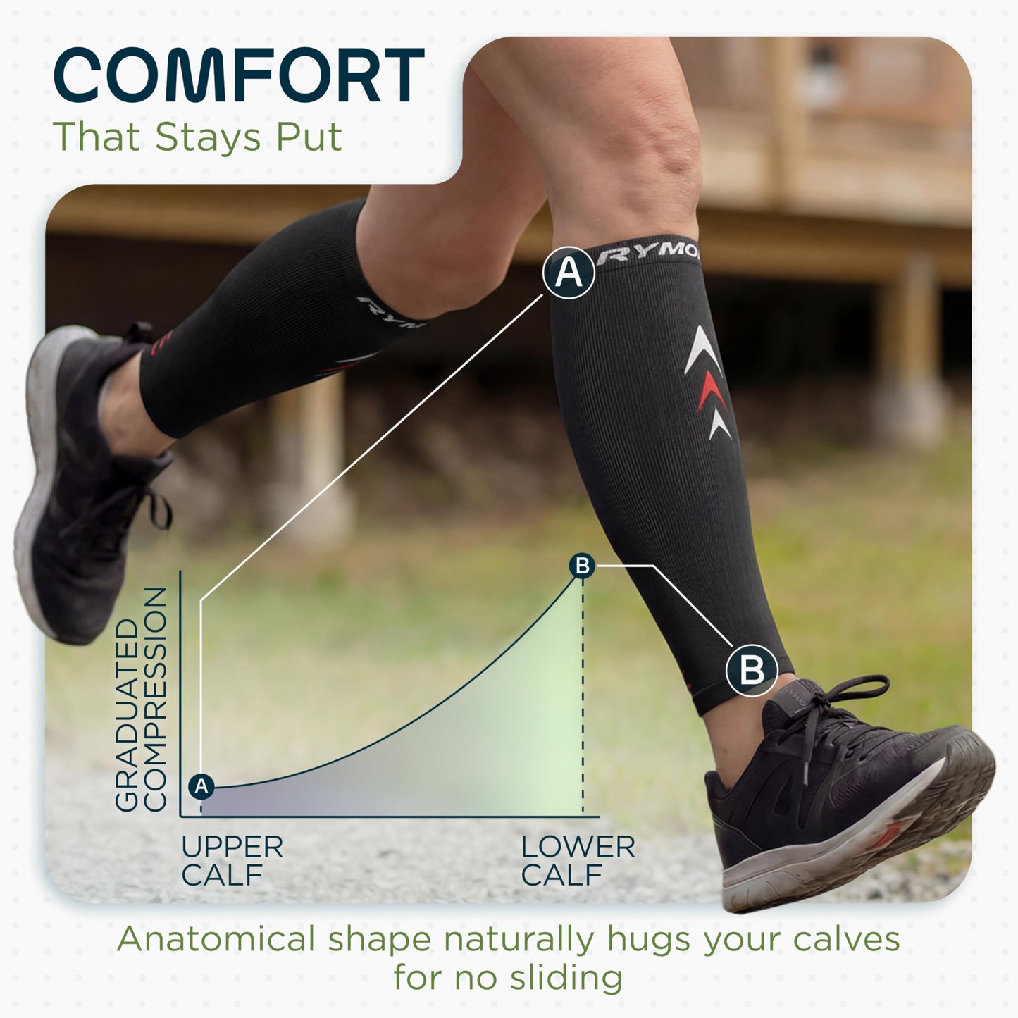 Rymora Calf Compression Sleeves Men Women Shin Splints Running (Pair) (Black) (XS)