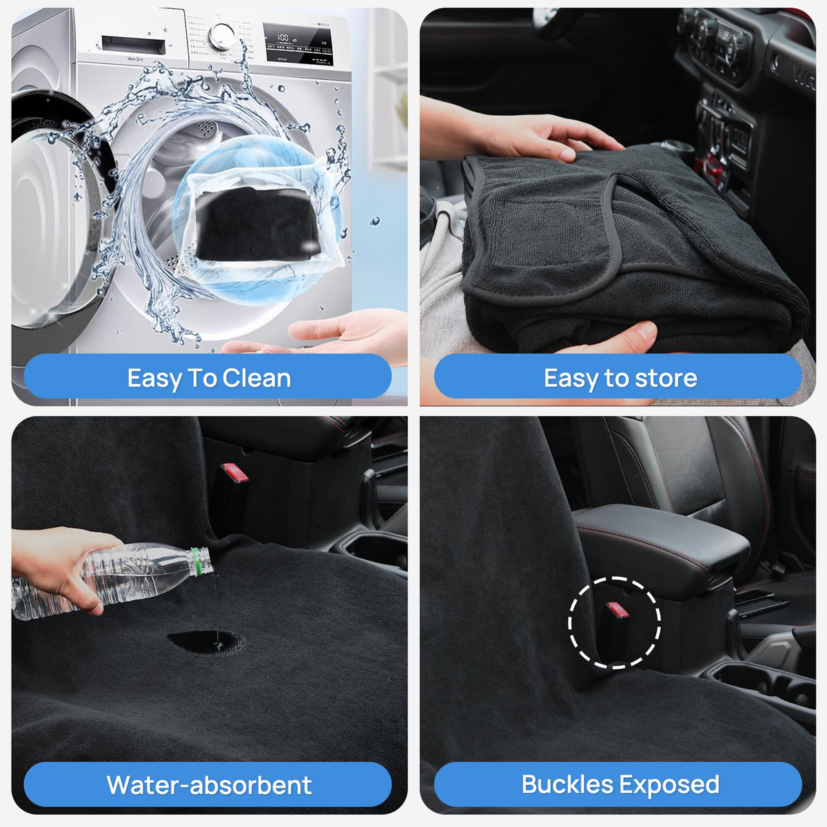 Nilight Car Seat Cover Black Terry Fabric Water and Sweat Absorbent Ideal for Running Gym Workouts Beach Swimming and Hiking Suitable for Cars Truck SUV