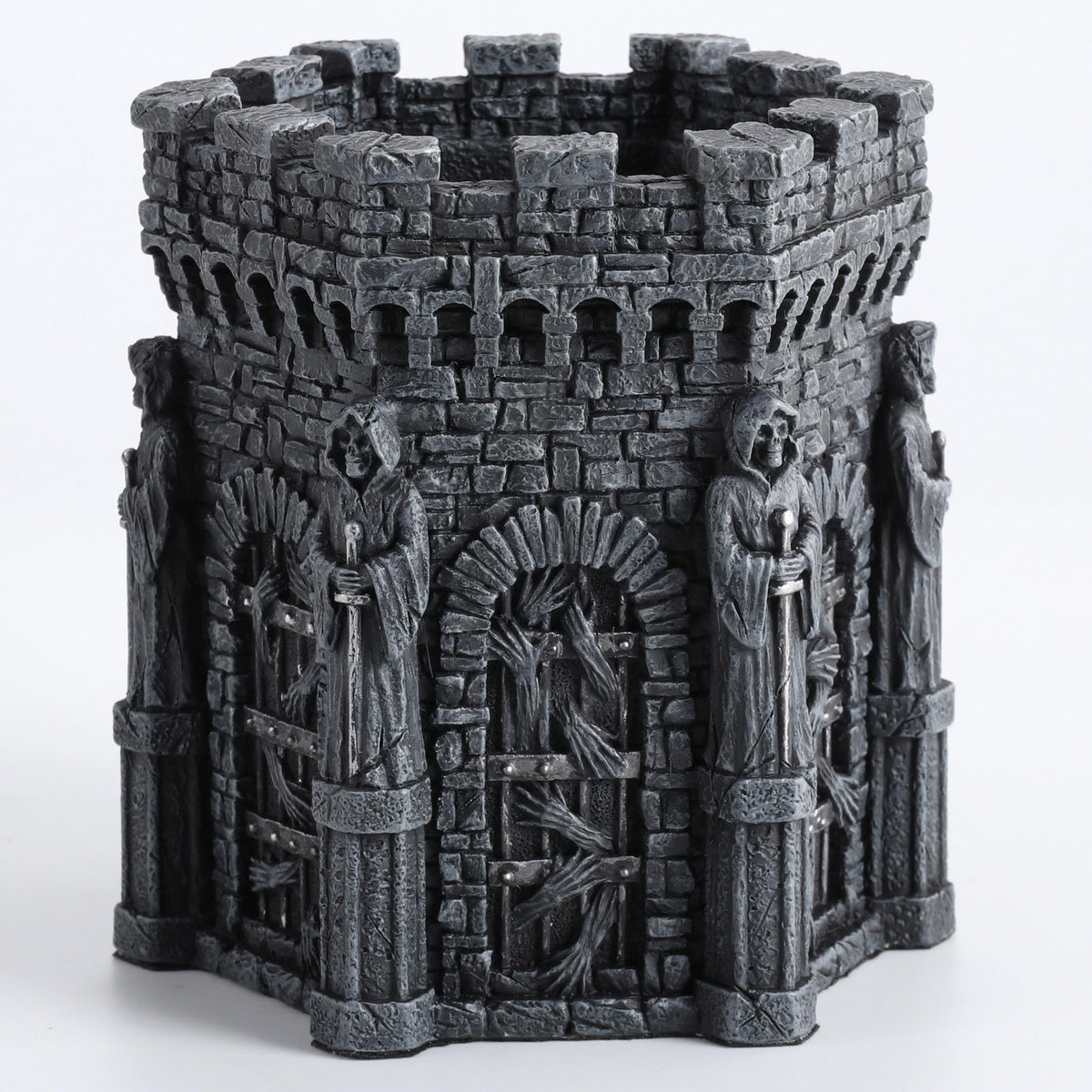 Veronese Design 4 7/8 Inch Wardens of the Damned Pen Holder Resin Desktop Organizer Skeleton Reaper Home Decor Sculpture