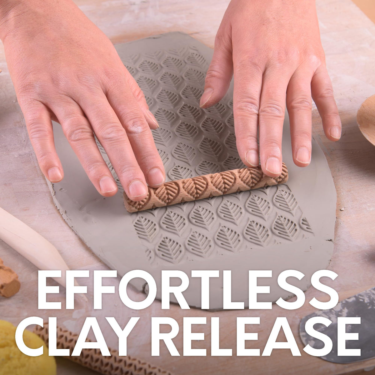 Byllstore Clay Texture Rollers | 10-Pack | 5 in x 0.65 in | Premium Wooden Pottery Tools | Set A