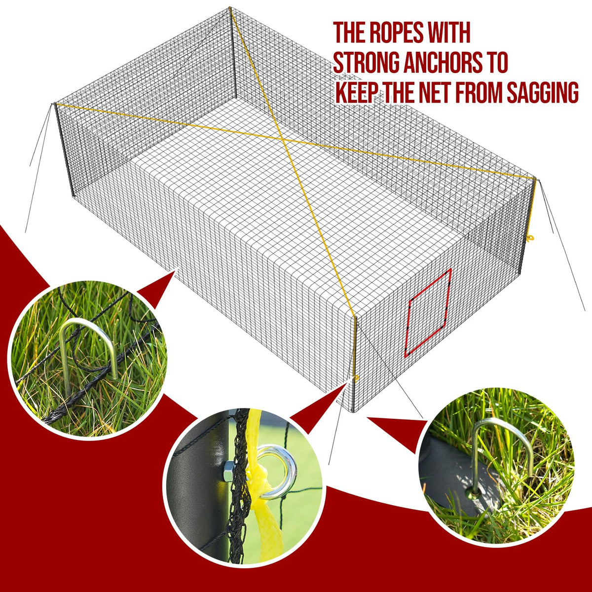 PLAYAPUT Portable Baseball & Softball Batting Cage,22FT x 12FT x 8FT Batting Cage Net With Pitching Machine Hole,Detachable Door,Target,And Guide Ropes,Easy Setup Batting Cages For Backyard,Park,Field