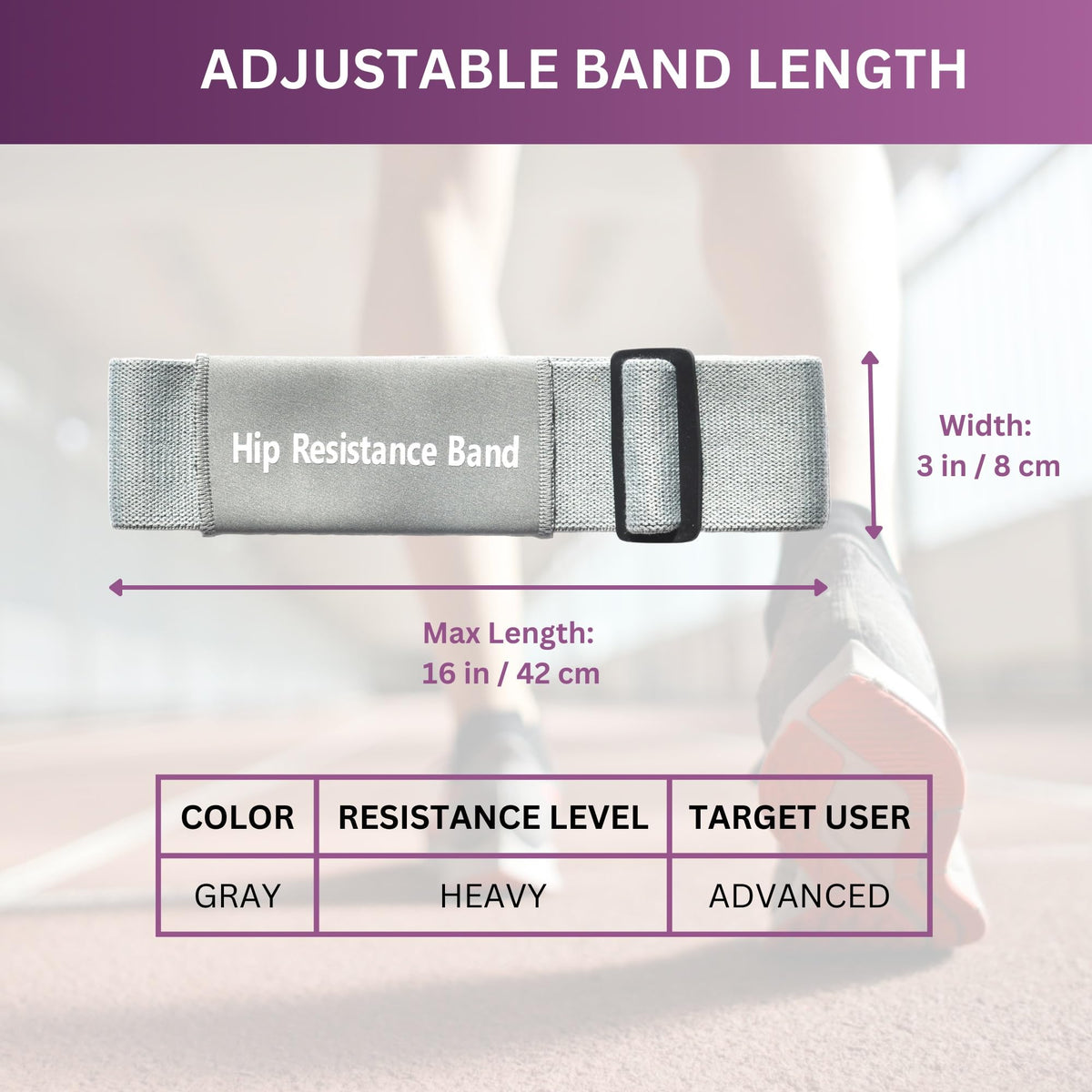 Adjustable Fabric Resistance Bands, Non-Slip Exercise Bands for Men and Women, Perfect Workout Bands for Glutes and Lower Body Training - 1 Pack (Heavy)