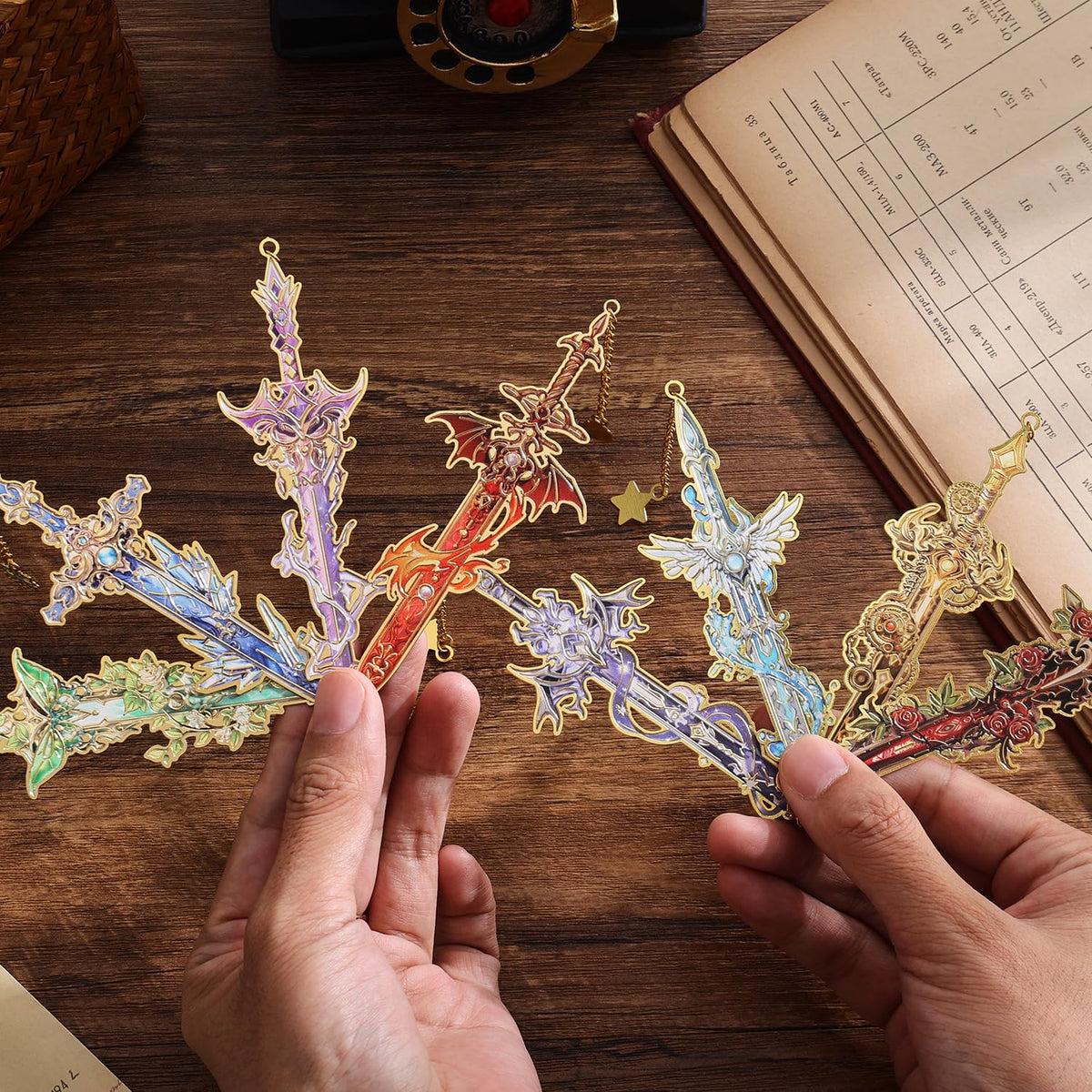 8pcs Fantasy Sword Bookmarks for Books, Journals, Planners - Cool Metal Book Markers for Reading Women & Men, Unique Book Marks Gifts for Book Lovers, Reading Accessories for Students & Adults & Kids