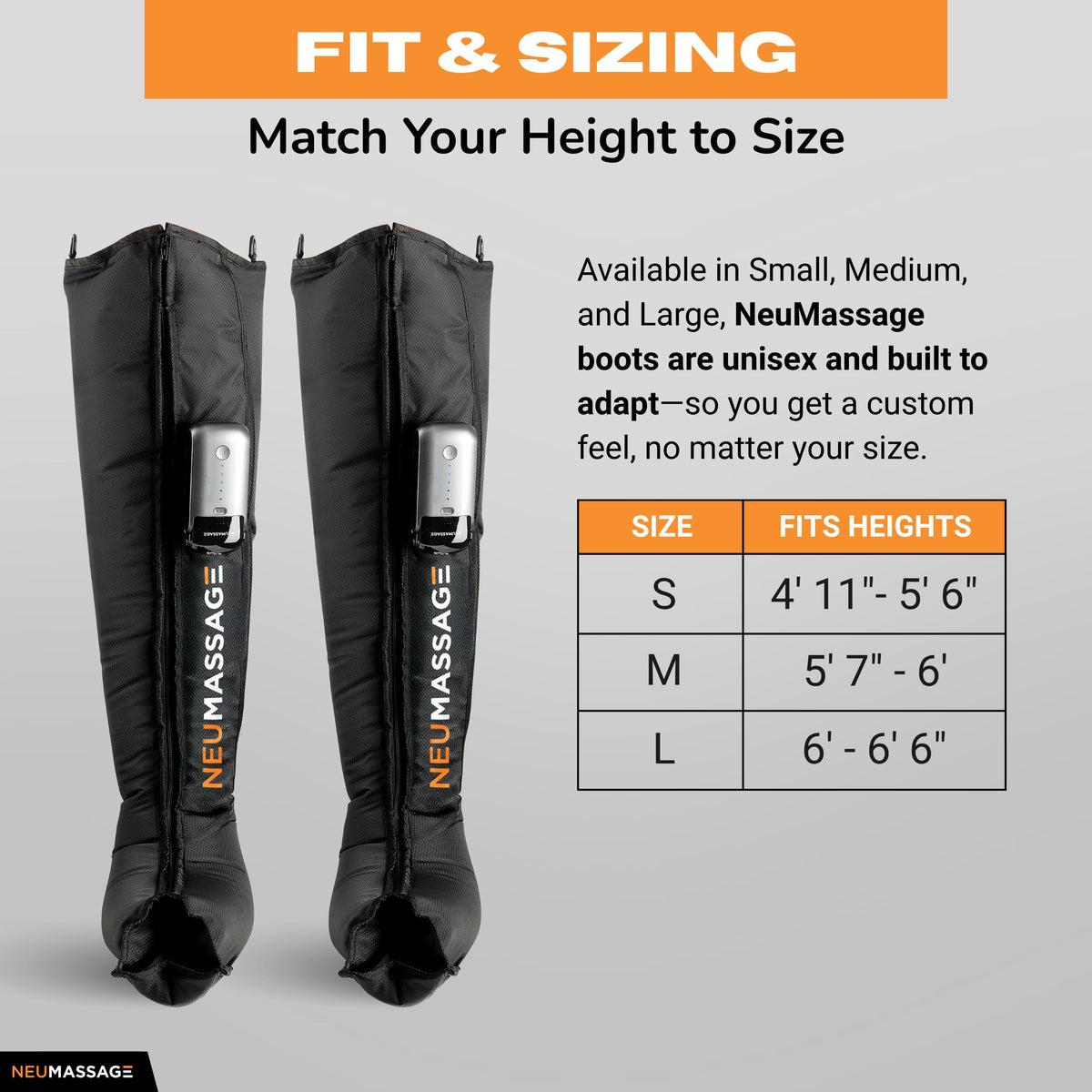 NEUMASSAGE Professional Leg Compression Massager Recovery System | Cordless Rechargeable Air Recovery Boots with Sequential Compression | Fast Recovery & Improved Circulation [Medium, Black]