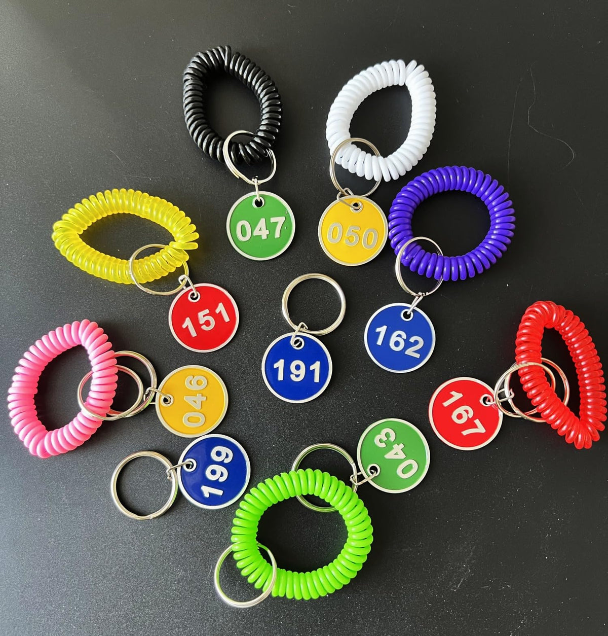 NumRealm Aluminum Alloy Metal Number Key Tag Set - Numbered ID Tags Key Chain with Rings - Blue 1 to 200