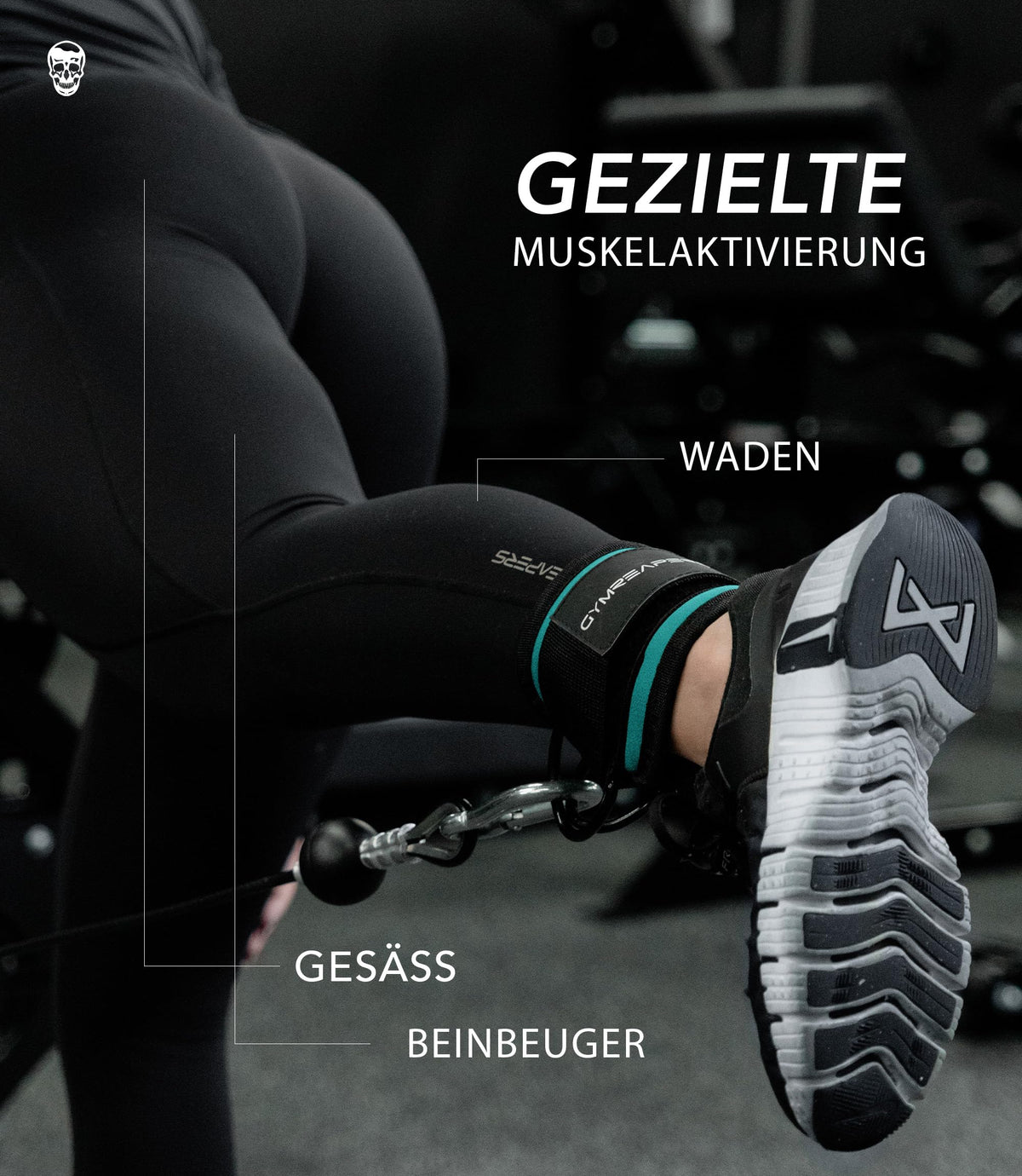 Gymreapers Ankle Straps (Pair) For Cable Machine Kickbacks, Glute Workouts, Lower Body Exercises - Adjustable Leg Straps with Neoprene Padding (Cyan, Pair)
