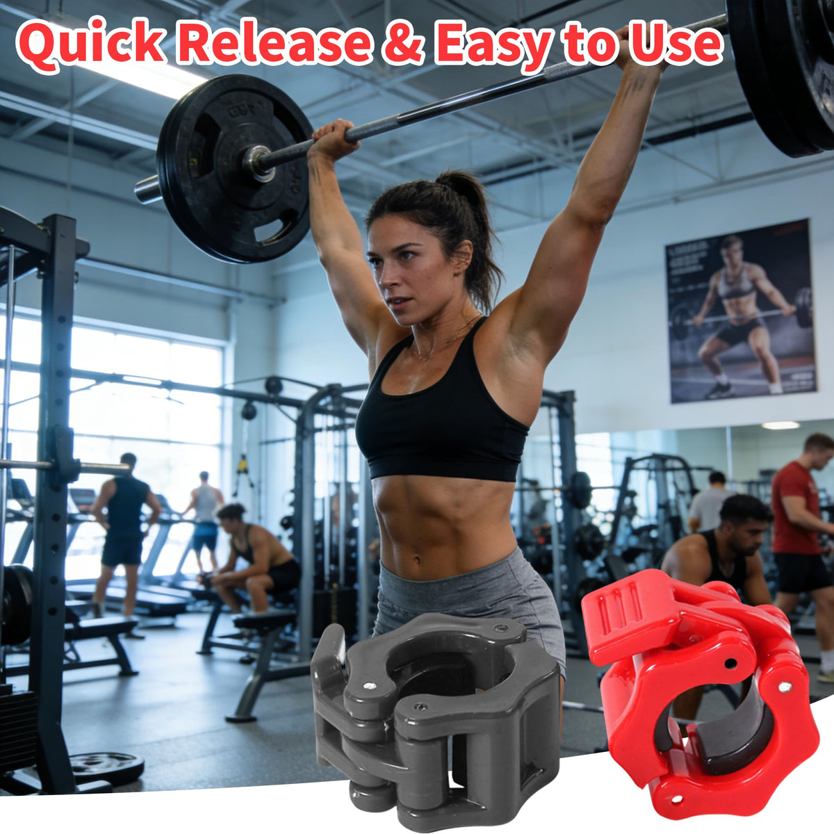 4 Pack Dumbbell Barbell Clamps 30mm, Quick Release Weight Bar Collars, Secure Locking Barbell Clips for Weightlifting, Workout, Strength Training & Fitness Accessories (Black)