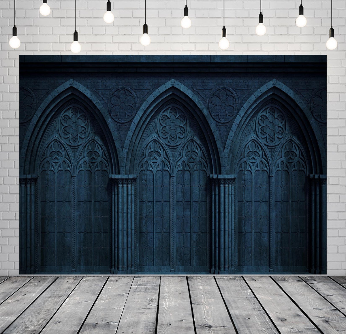 BELECO 10x6.5ft Fabric Dark Medieval Gothic Wall Backdrop Abandoned Night Castle Crypt Gothic Arch Stone Wall Background Medieval Themed Party Decorations Ghost Vampire Halloween Shoot Photo Props