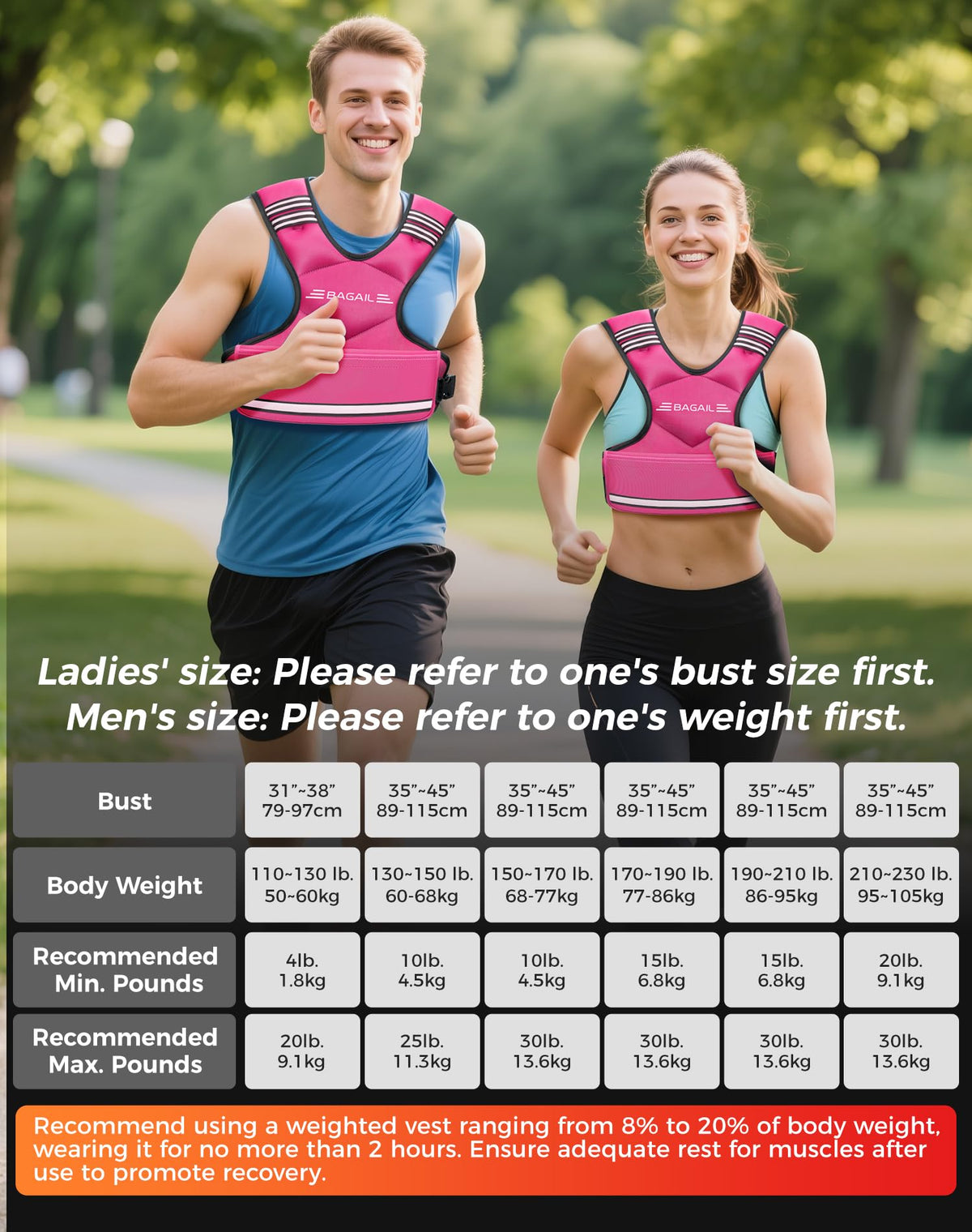 BAGAIL Adjustable Weighted Vest for Women 4-10lb, Comfortable U-Neck Rucking Vest with 6 Removable Weights, Storage Pocket and Reflective Strips for Walking, Jogging, Weight Loss & Home Workouts