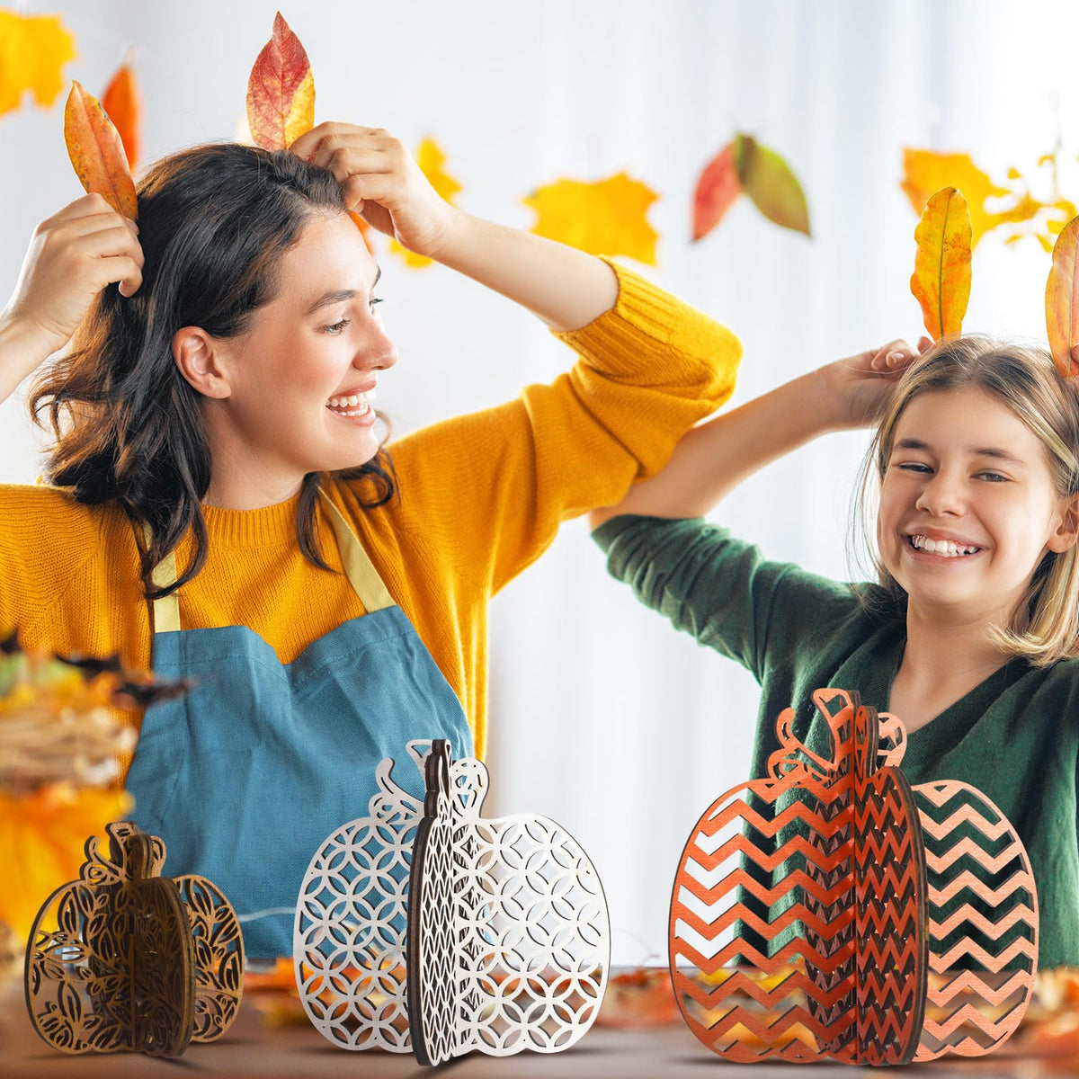Soaoo 12 Pieces Thanksgiving Wooden Table Signs Pumpkin Wood Table Decoration Thanksgiving Tiered Tray Decoration Fall Centerpieces Harvest Block Sign Farmhouse Decorations for Home Party Indoor