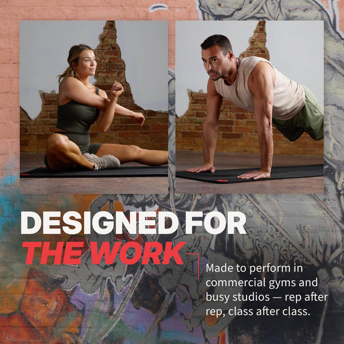 SPRI Hanging Exercise Mat, Fitness & Yoga Mat for Group Fitness Classes, Commercial Grade Quality with Reinforced Holes, 56"L x 23"W x 5/8" Thick