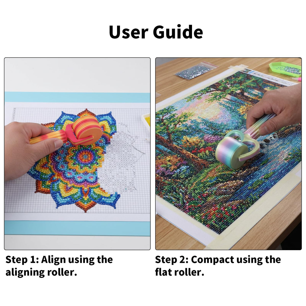 Ferixan Rollers Tool Design for Diamond Painting Beginners: 4-Piece Rollers Set for Aligning & Flattening Diamond Art - Gem Art - Rhinestone Embroidery