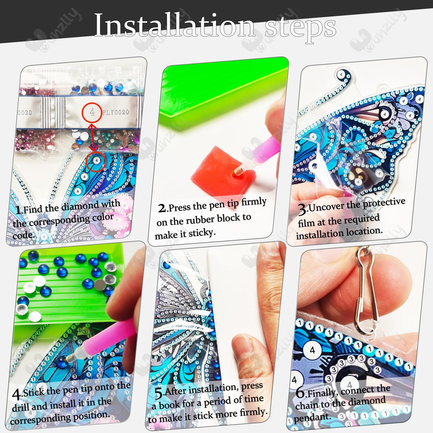 Yunzlly DIY Hanging Diamond Art Pendant Kit, Special Crystal Spring Diamonds Painting Ornament Kit for Adults, Acrylic Board Gem Painting Kits (Purple Flower)