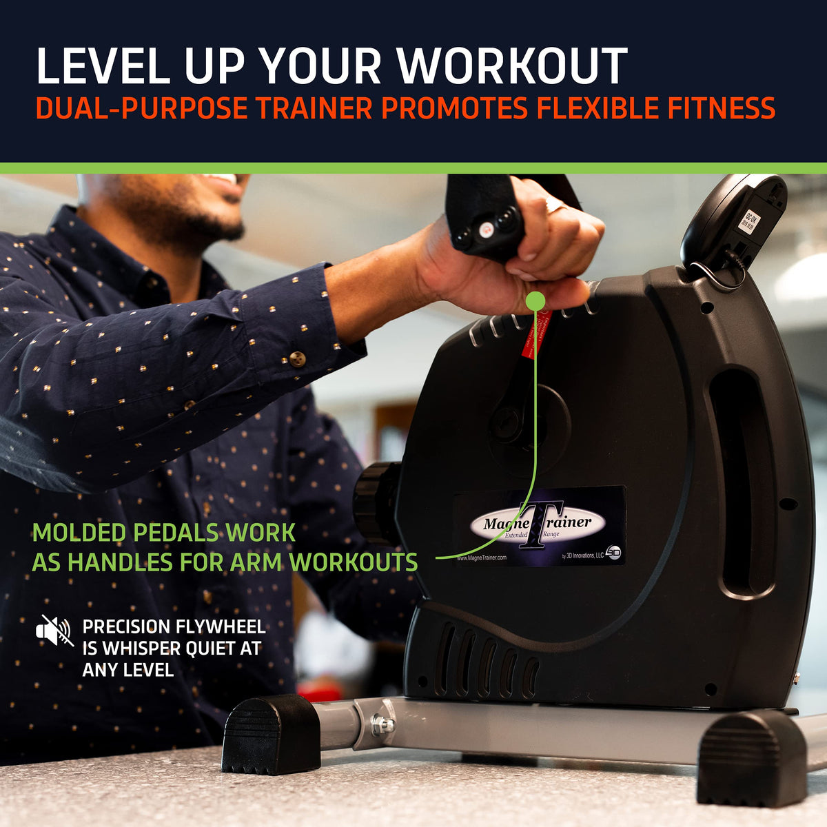 DeskCycle MagneTrainer-ER Mini Exercise Bike with Ultra-Smooth Magnetic Resistance, Arm and Leg Exerciser for Joint Mobility, Circulation, and Recovery, Black (DSK-SPO-MGTRAINER)