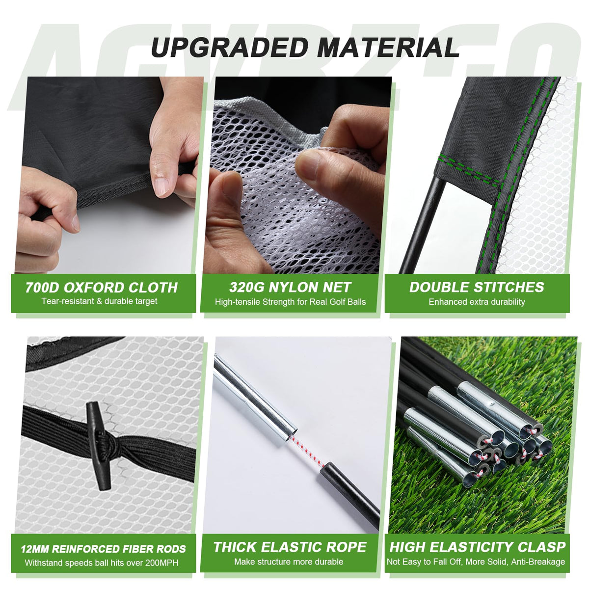 10x7FT Golf Net with Tri-Turf Mat, Indoor Outdoor Golf Hitting Net for Backyard Driving Chipping Training Swing, Ideal Golf Gifts for Men, Dad, Golfer