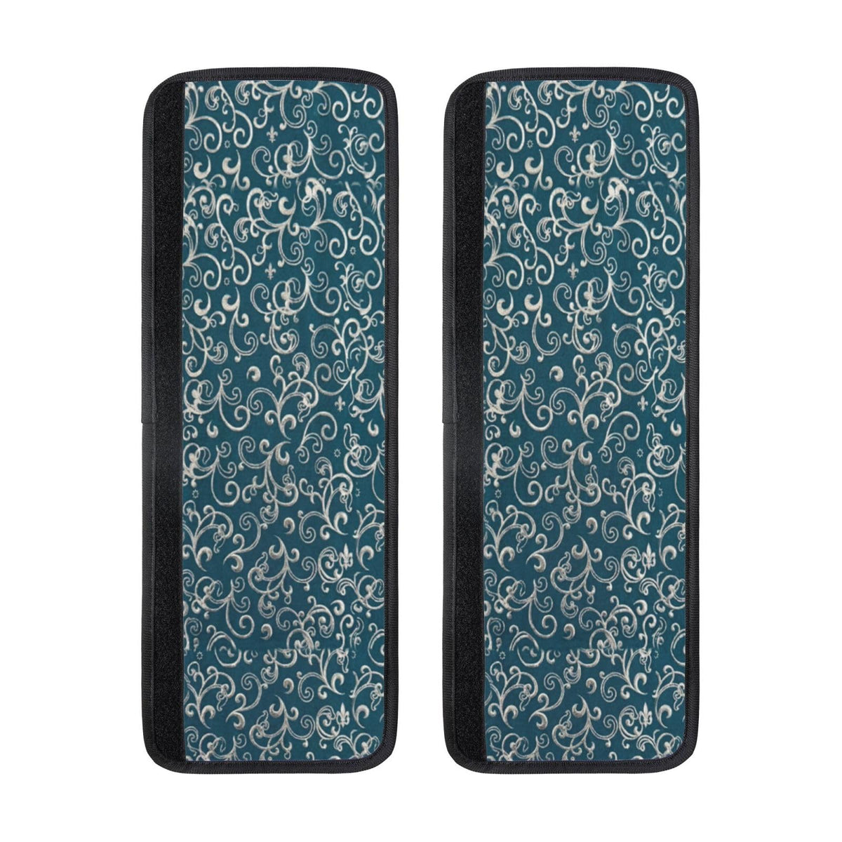 Non Slip Refrigerator Handle Covers 2pcs ,Neoprene Refrigerator Door Handle Covers For Fridge, Oven, Dishwasher & Microwave, Decorative Kitchen Appliance Handle Covers,Baroque Scrollwork Peacock Blue