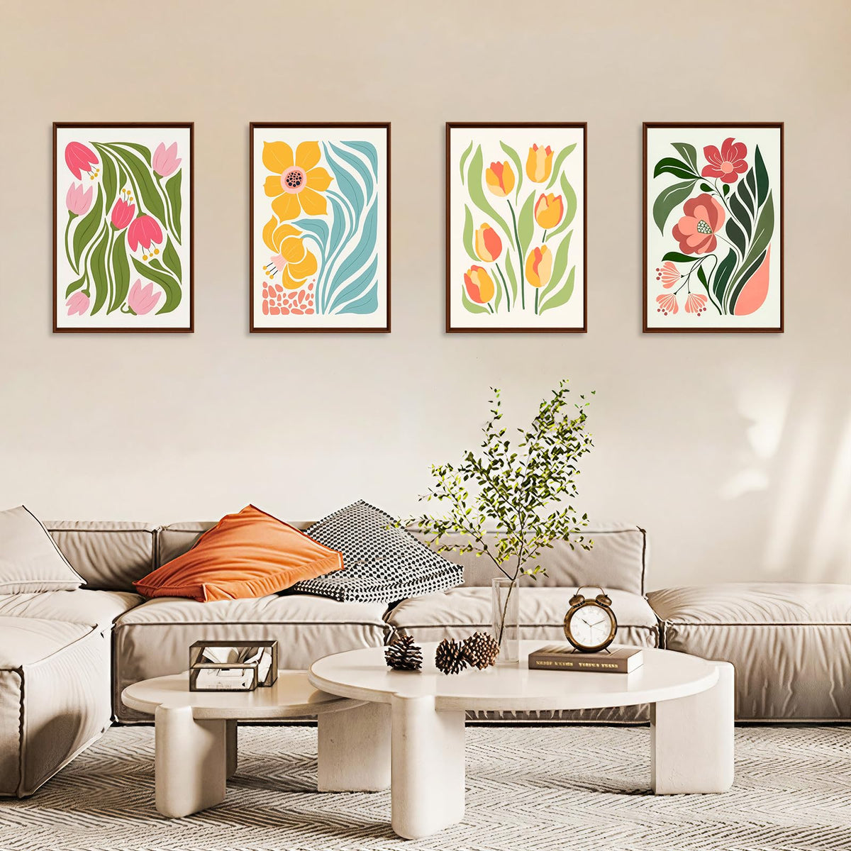 4 Pack Paint by Numbers Kit for Adults with Frame Flower Easy, Framed Paint by Number for Adults Beginner with Wooden Easel, Floral DIY Painting by Numbers Canvas Framed for Home Decor 8 x 12 Inch
