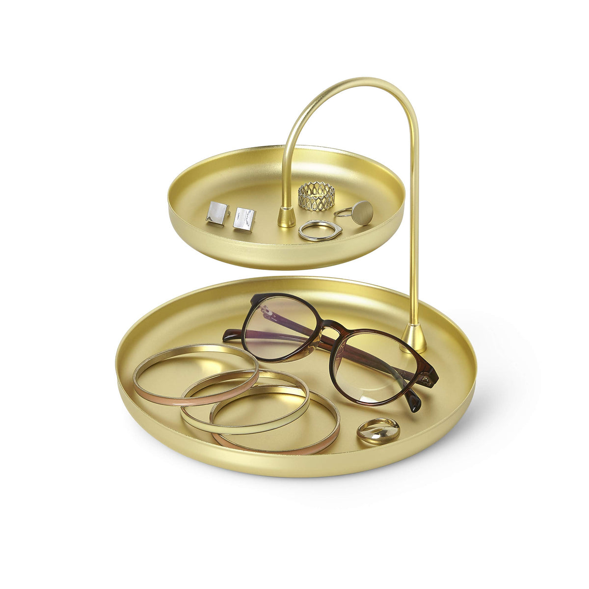 Umbra Poise Large, Double, Attractive Storage You Can Leave Out, Two-Tiered Jewelry Tray, Black