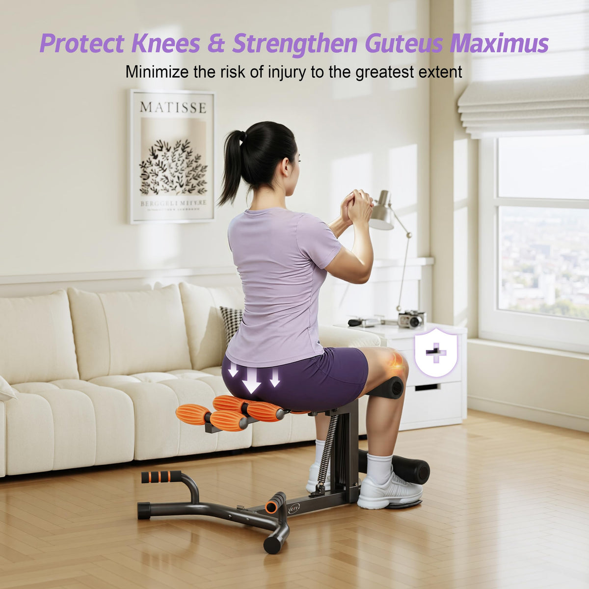 VZYTV Deep Squat Machine, Adjustable Glutes Trainer Machine, Core & Abs for Low Impact Lower Body Workouts, Home Gym Push-Up Exercises, Easy to Assemble, 350Lbs Weight Capacity
