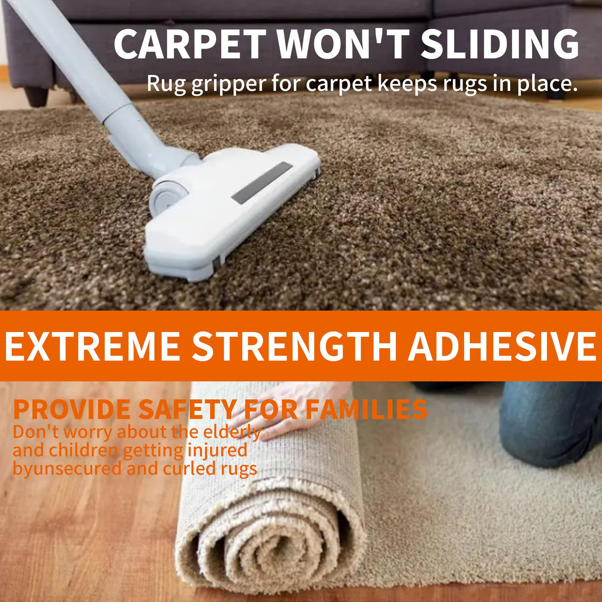 TAPEBEAR Heavy-Duty Double Side Carpet Tape, Carpet Tape for Rug, Wood, Floor, Residue-Free Rug Tape, Multipurpose Gripper Non Slip Tape, 4inch X 40yard