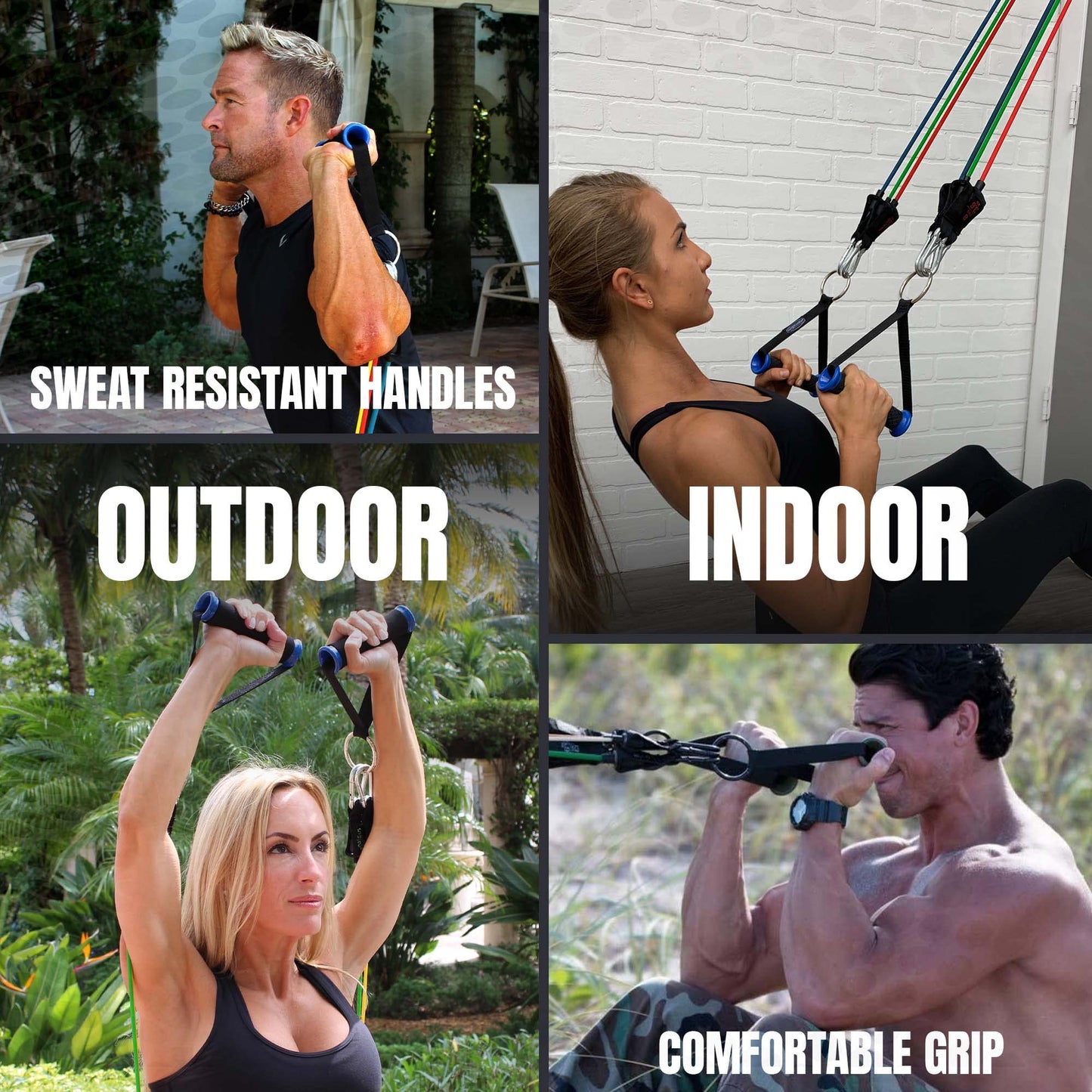 Bodylastics Basic Series Resistance Band Set- 5 Resistance Bands (46 Inch Each vs Pro 54 Inch), Handles, Ankle Straps, Door Anchor, Carry Bag and Snap Reduction Tech (3-190 Lbs Set Green)