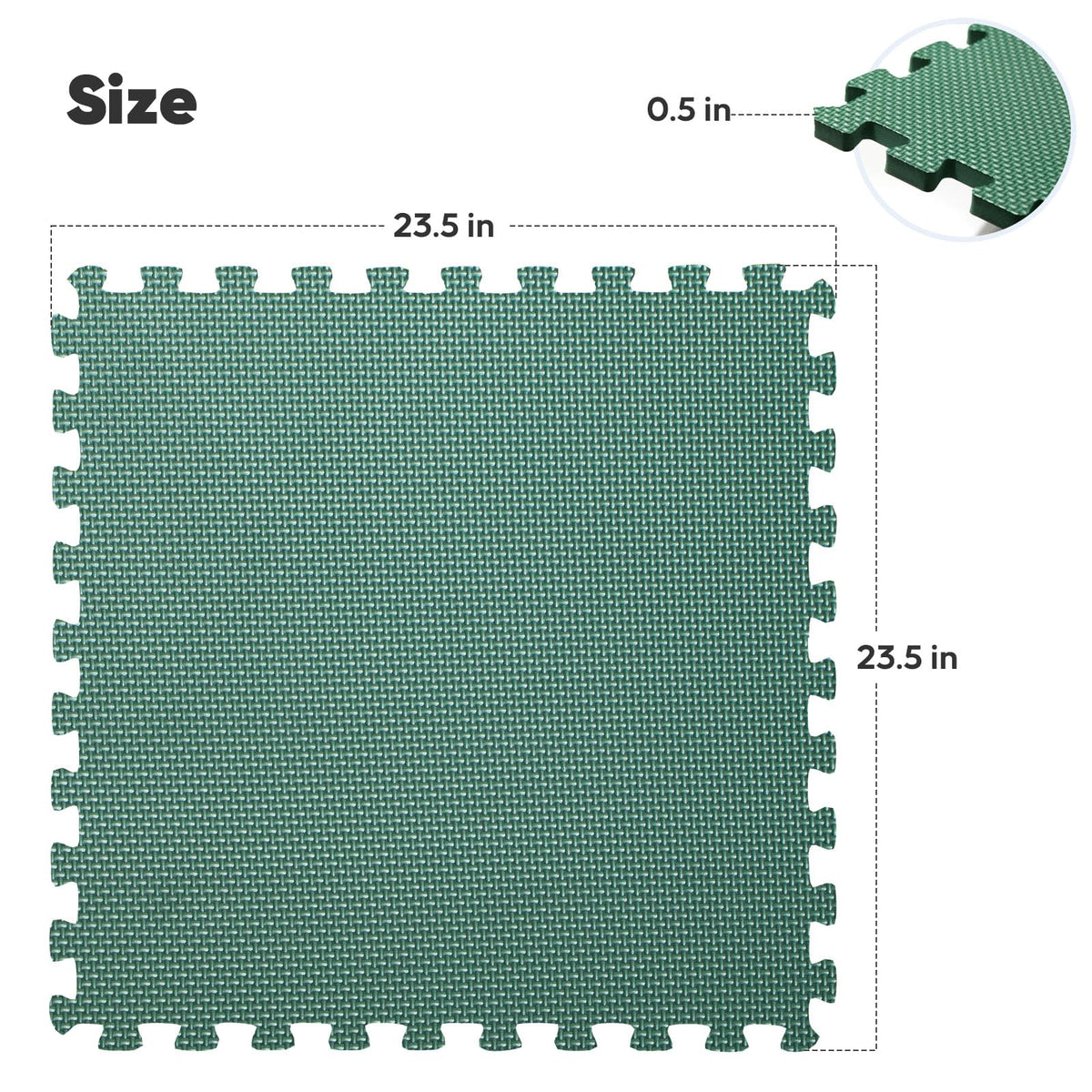 Home Gym Mat, Puzzle Exercise Mat, EVA Interlocking Foam Floor Tiles for Home Workout Equipment and Kids' Play Areas - Blue, 24 in x 24 in x ½ in - (Green, 12 Pack (48 SQ FT))