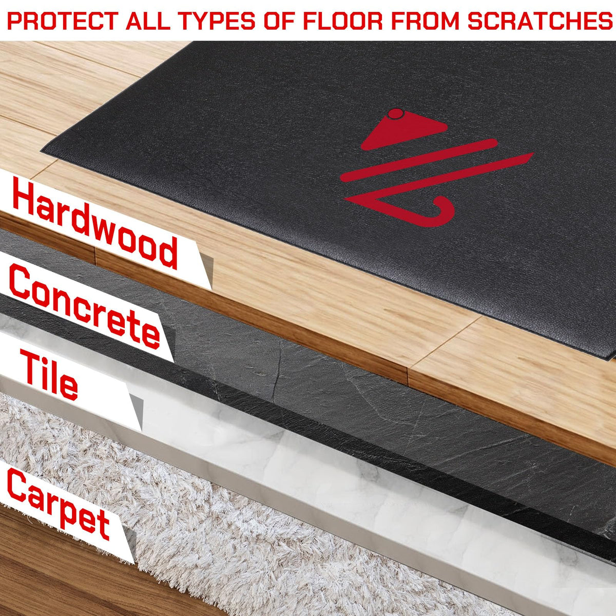 BUCKLOS Treadmill Mat for Carpet and Hardwood Floors Non-Slip Floor Protection 6MM Thick 36"x72" Exercise Equipment Mat for Under Treadmill Compatible with Peloton Bike, Indoor Spin Bike, Elliptical