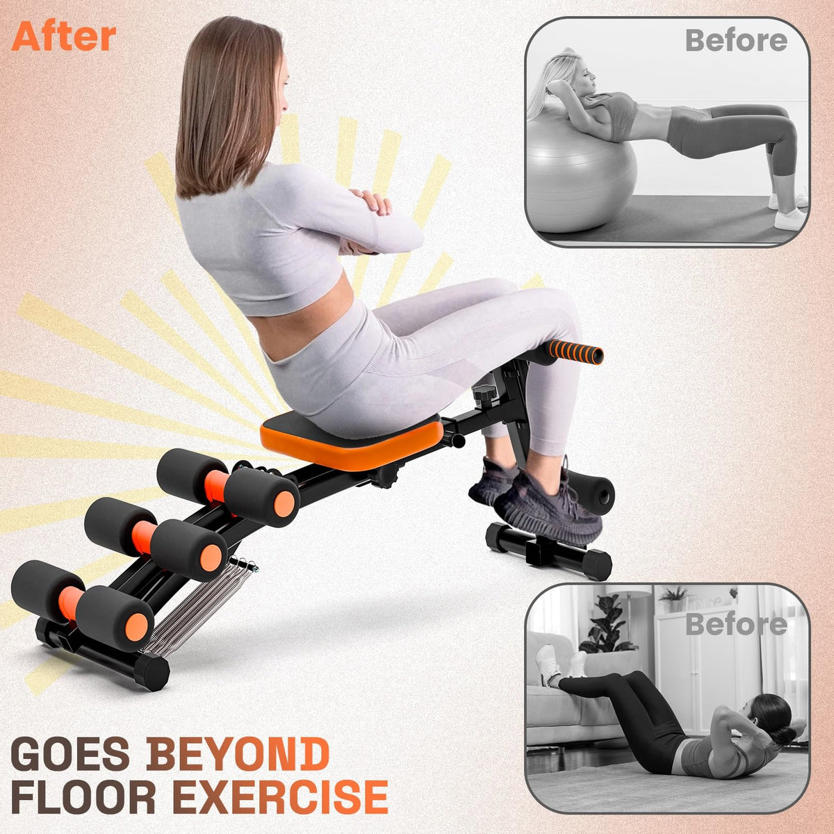 6 in 1 Ab Workout Bench for Home Gym, Adjustable Ab Workout Machine with Headrest 360° Twisting Seat Pedal Multi-Functional Adjustable Weight Bench Equipment for Total Body Work Out Black