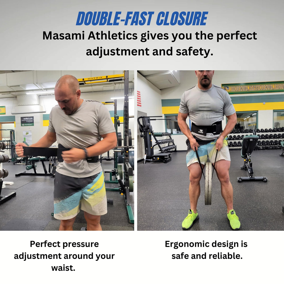Masami Athletics 2-in-1 Weight Lifting Belt with Gloves - Self-Locking Weightlifting & Dip Set Belt with Rope & Gloves - Multi-Functional Belt for Lifting, Squats, Dips
