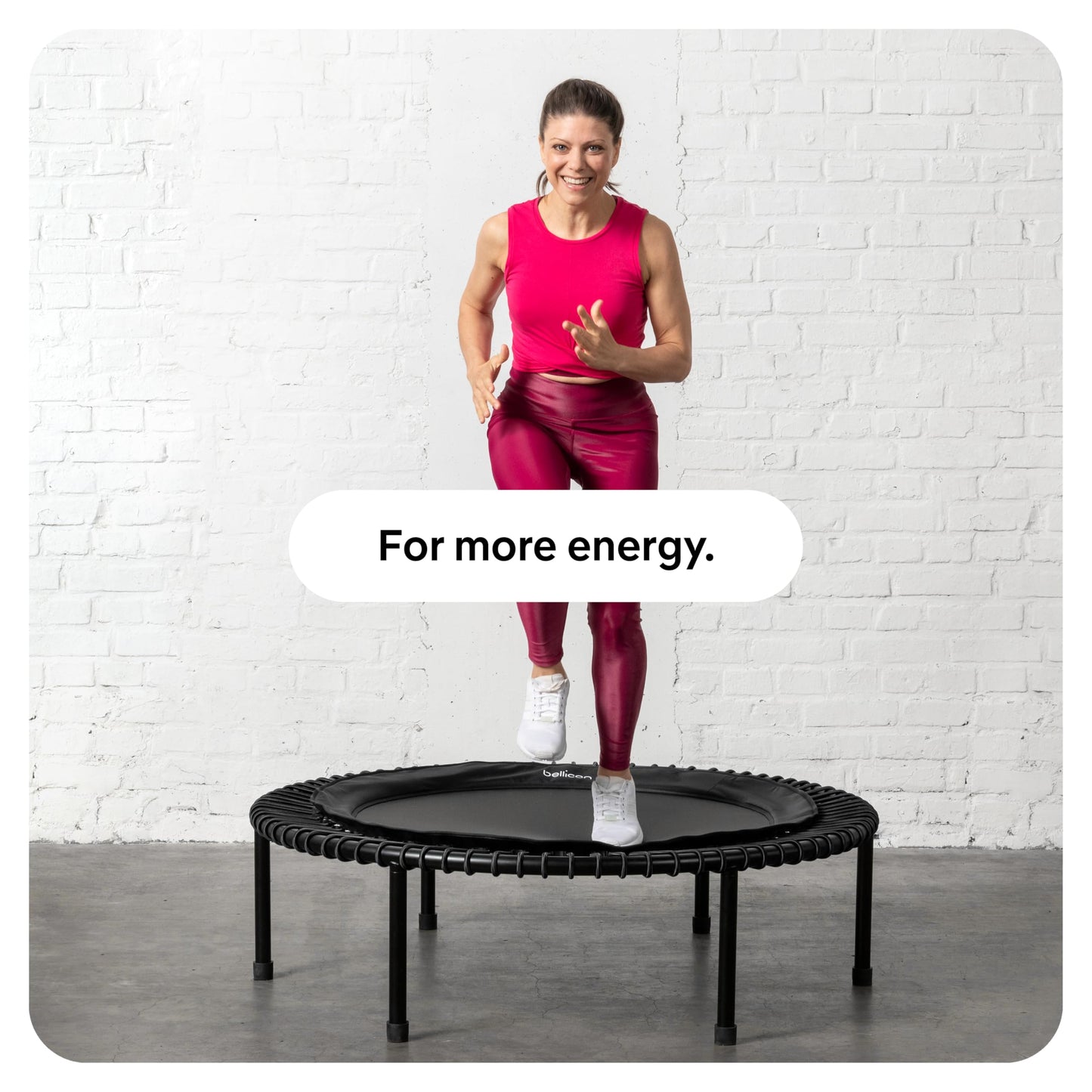 bellicon Mini Trampoline 49'' (Yellow) | Bungee Suspension up to 330 lbs | Indoor Fitness Rebounder for Adults | Foldable Legs